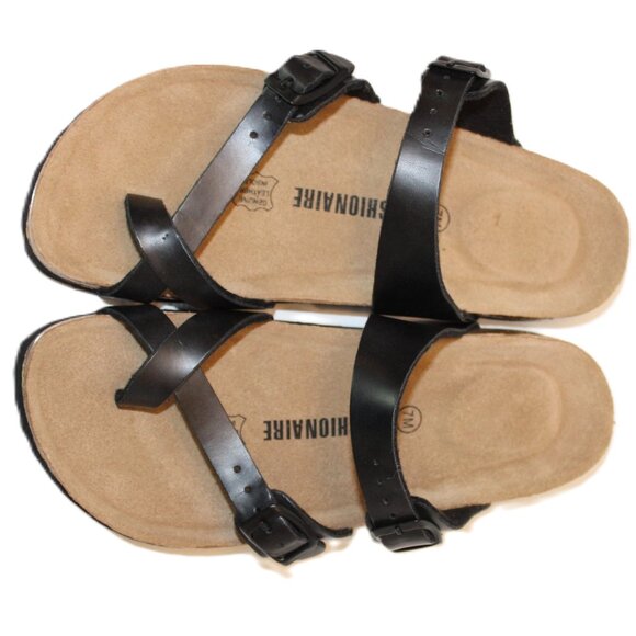 Cushionaire Luna Leather Sandals Cork Footbed Rubber Sole Size 7M - Picture 2 of 7